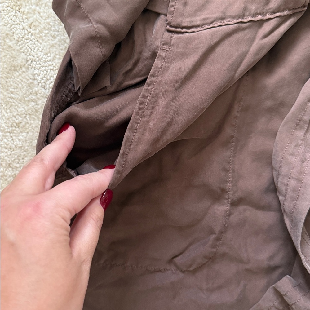 NEW- Unsubscribed 100% Silk Brown Long-Sleeve Jumpsuit - Picture 7 of 12